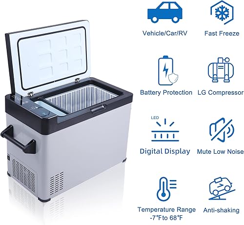 Miniatura 3 de Refrigerador de coche de 52 cuartos de galón 12V24V DC refrigerador portátil congelador refrigerador eléctrico -7.6 - 68 para RV, viajes, barco, uso