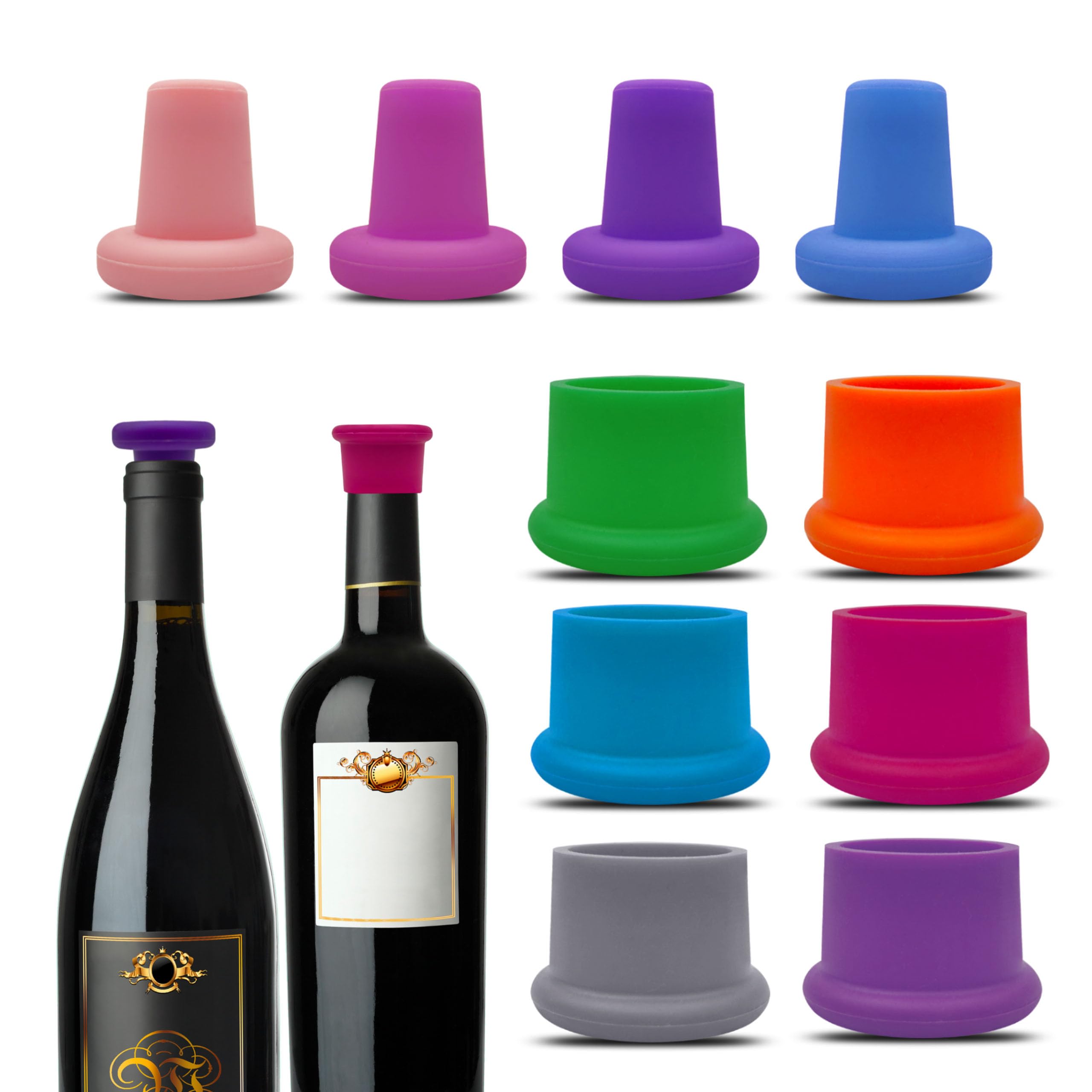 10 PCS Silicone Wine Stoppers, Reusable Beer Wine Corks, Sparkling Bottle Stopper, Wine Bottle Caps，Glass Corks Beverages Beer Champagne Bottles for Corks to Keep Wine Storage Fresh Tools