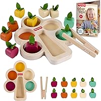 Fisher-Price Montessori Wooden Sorting Tree Toy - AMS Seal of Excellence, Fine Motor Skills Puzzle with Tweezers for Kids 3+