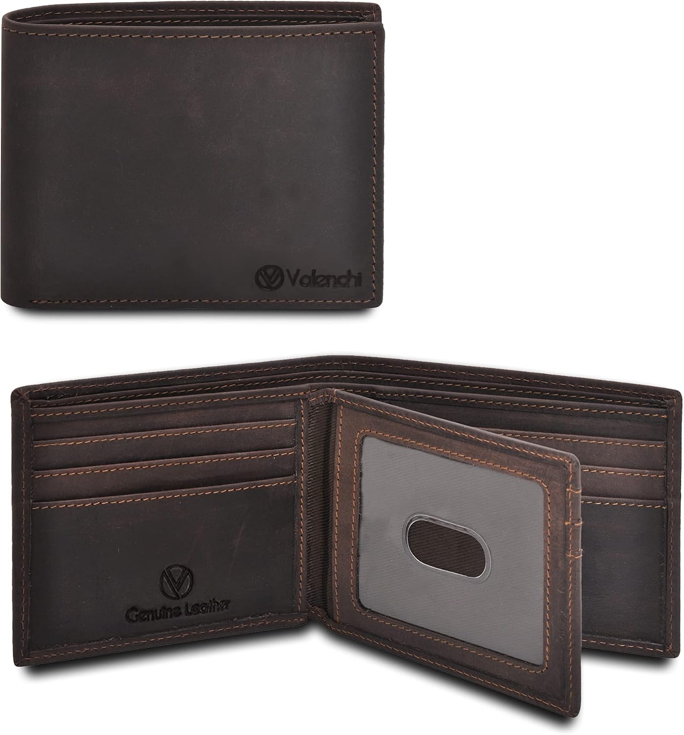 Genuine Leather RFID Blocking Handmade Multi cards Bifold Wallet for Men - Slim Mens Wallet (BROWN HUNTER)