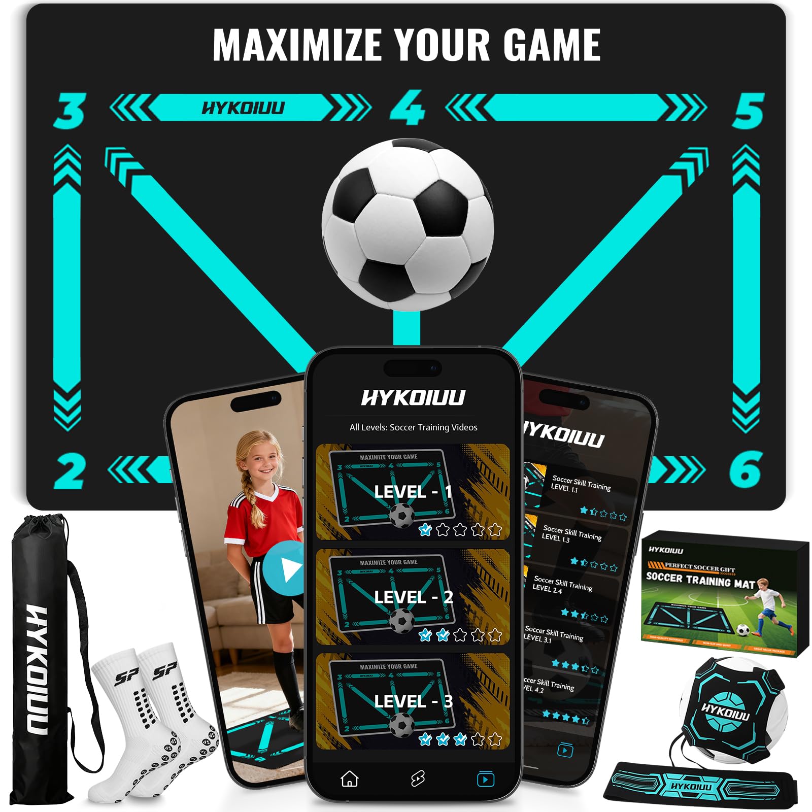 Soccer Training Mat With Instructional Video Improve Strength,Agility And Coordination Soccer Training Equipment For Footwork And Ball Mastery Non-Slip Silent Equipment For All Ages Football Footwork-image-13