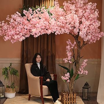 Handmade Artificial Cherry Blossom Tree for Home, Office Weddings - Simulated Fake Tree with Base for Indoor and Outdoor Decor - Lifelike Simulation