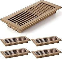 Vista 12 de 2 piezas de cubiertas de ventilación de piso de 4 x 10 pulgadas, registro de piso resistente, cubiertas de ventilación de calor de metal con acabado