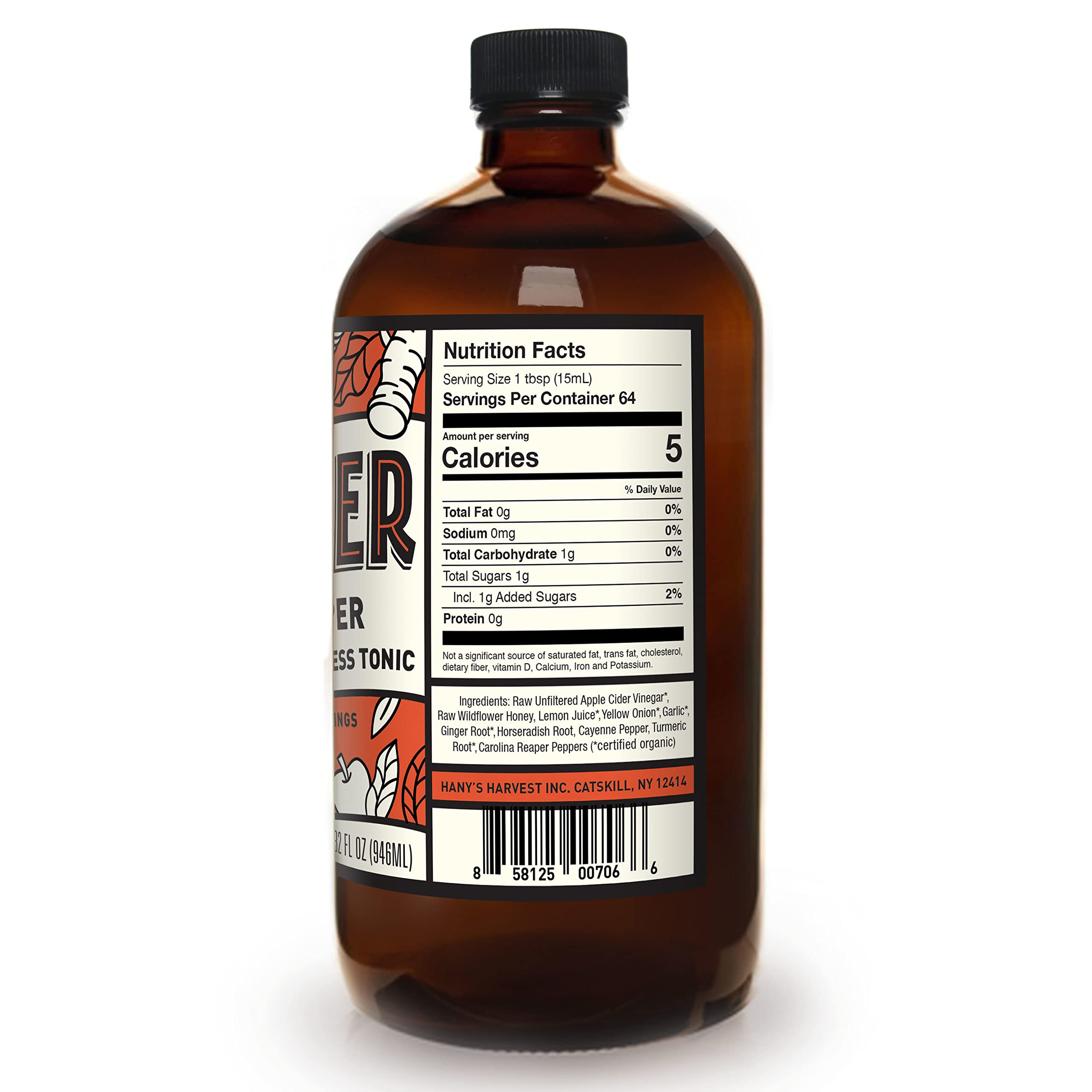 Hany's All Natural Carolina Reaper Fire Cider Tonic with Raw Unfiltered