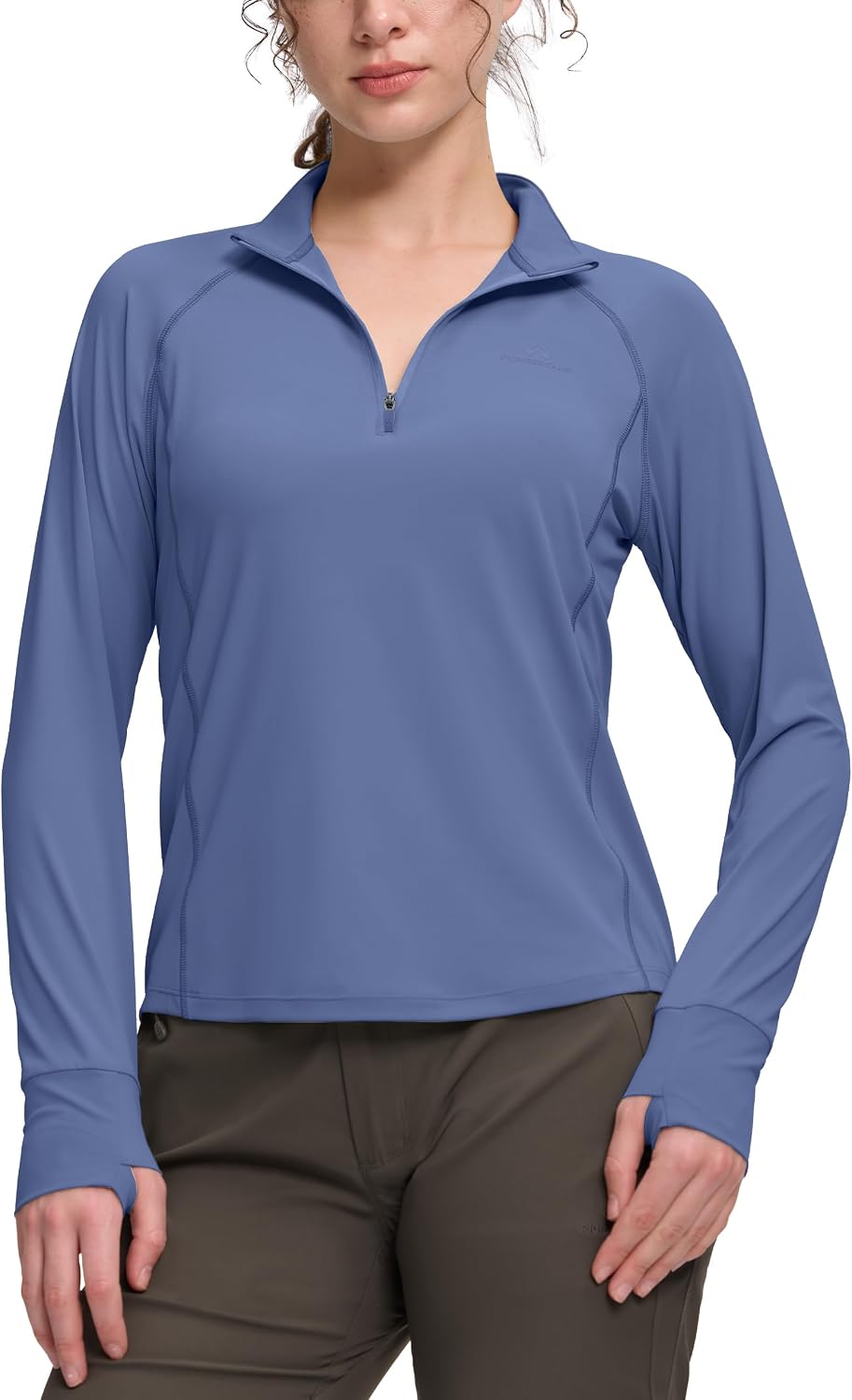Pioneer Camp Women's Quarter Zip Sun Shirt Back Pocket UPF50+ Lightweight Quick Dry UV Protection Hiking Running Cycling