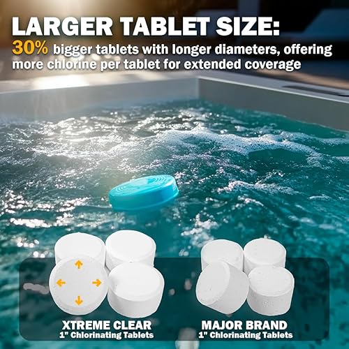 Miniatura 6 de XtremeClear - Pestañas de cloro de 1 pulgada para piscina, bañera de hidromasaje y spa, elimina bacterias y algas, desinfectante que hace que el