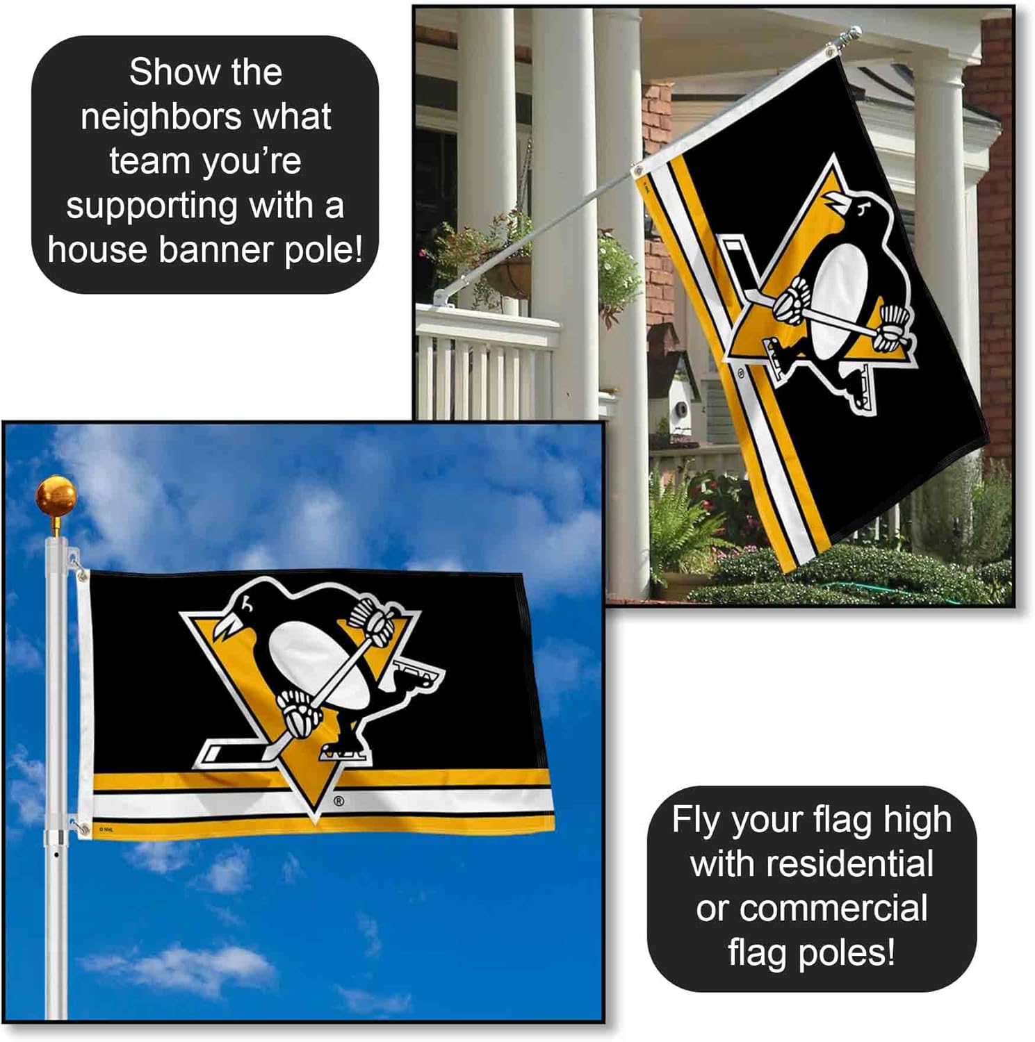 Pittsburgh Penguins Pittsburgh Gold Flag and Banner - Image 3