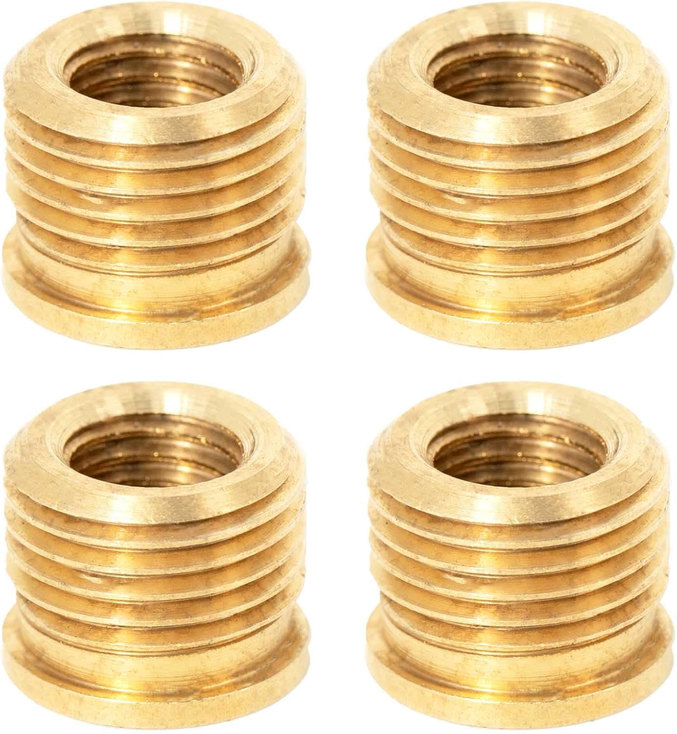 4 Pcs Brass Lamp Finials Adapter - 1/8 IP (3/8") to 1/4-27 Thread Reducer, 10mm Polished Decorative Top Cap for Table & Floor Lamps, Copper Tone Finish (0.39"x0.31")