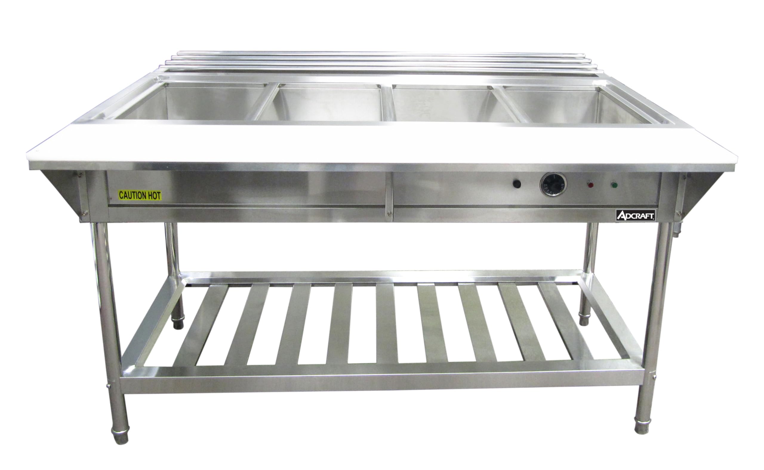 4 Bay Water Bath Steam Table by Adcraft – 31.52 cubic_feet, Stainless Steel, Silver, Model EST-240