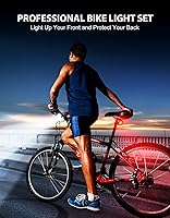 Vista 7 de High Lumen Super Bright Bike Lights for Night Riding, Adjustable Modes Bicycle Lights Front and Rear, Rechargeable & IP65 Waterproof Bike Headlight