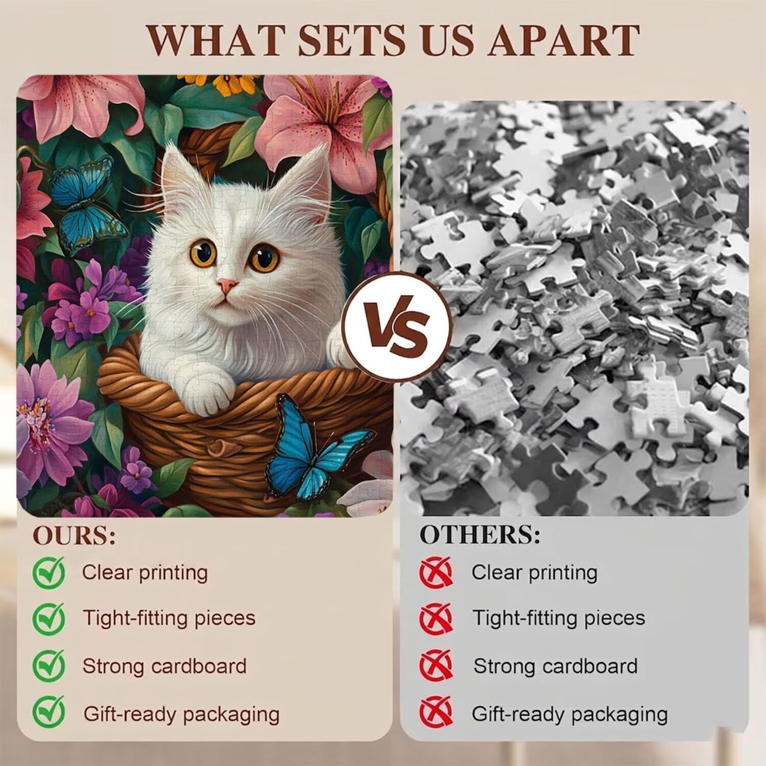 gatto Cesto fiori Puzzle 5000 Pezzi per Adulti, Puzzle in Legno - Collezione Classica con Poster Incluso - Sfida di Concentrazione e Passatempo Antistress, Gioco per Famiglia, 156 x 105 cm f0-710