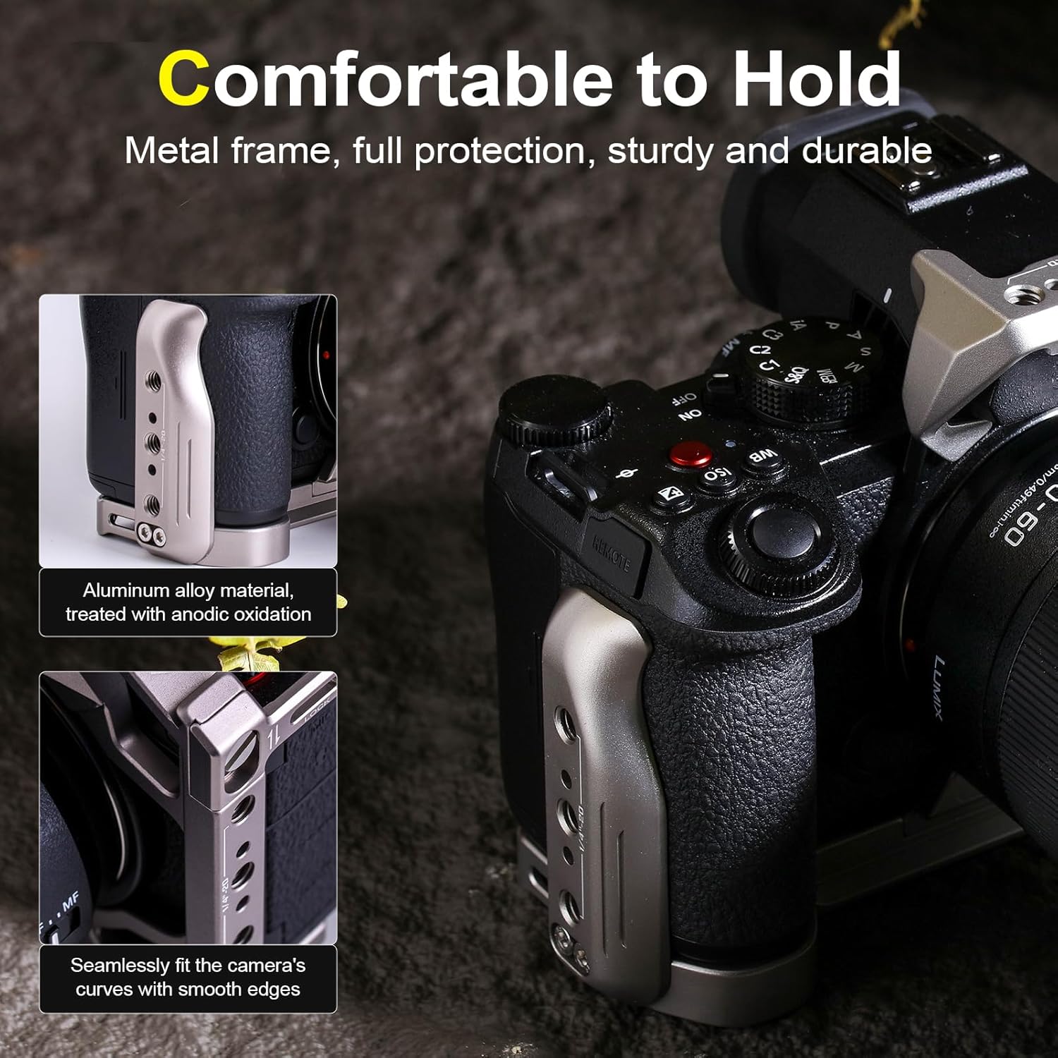 Full Camera Cage for LUMIX S5 II / S5 IIX / G9 II, Modular Rig with Dual Cold Shoes, Arca-Swiss Base & Quick Release for Video, Gimbal & Photography (Titanium)