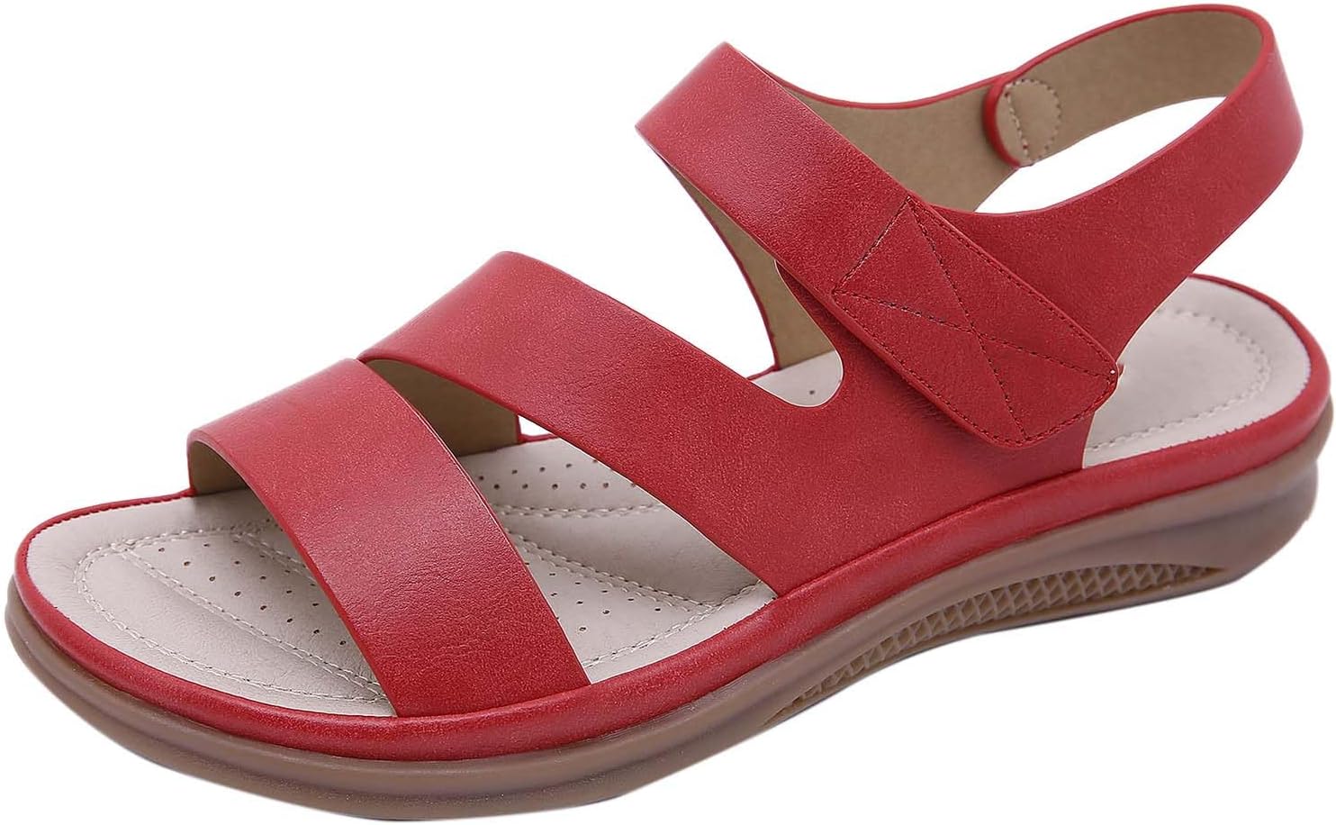 AZMAHT Womens sandals wedge sandals for women summer sandals women orthopedic sandals women arch support sandals for women walking sandals for women,Red,38/240mm