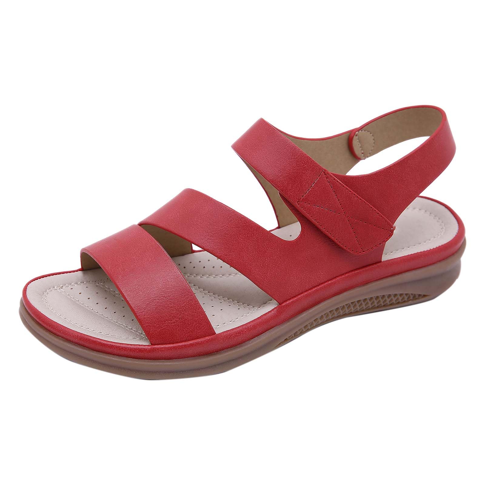AZMAHT Womens sandals wedge sandals for women summer sandals women orthopedic sandals women arch support sandals for women walking sandals for women,Red,38/240mm