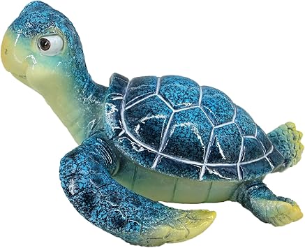 6 Inch Blue Sea Turtle Statue, Meditation Yoga Decor