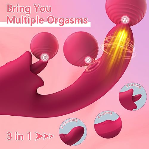 Miniatura 3 de Juguetes sexuales vibradores de juguete rosa para mujeres, juguetes para adultos, vibradores, juguete sexual con 9 modos de lamer y aletear, 9