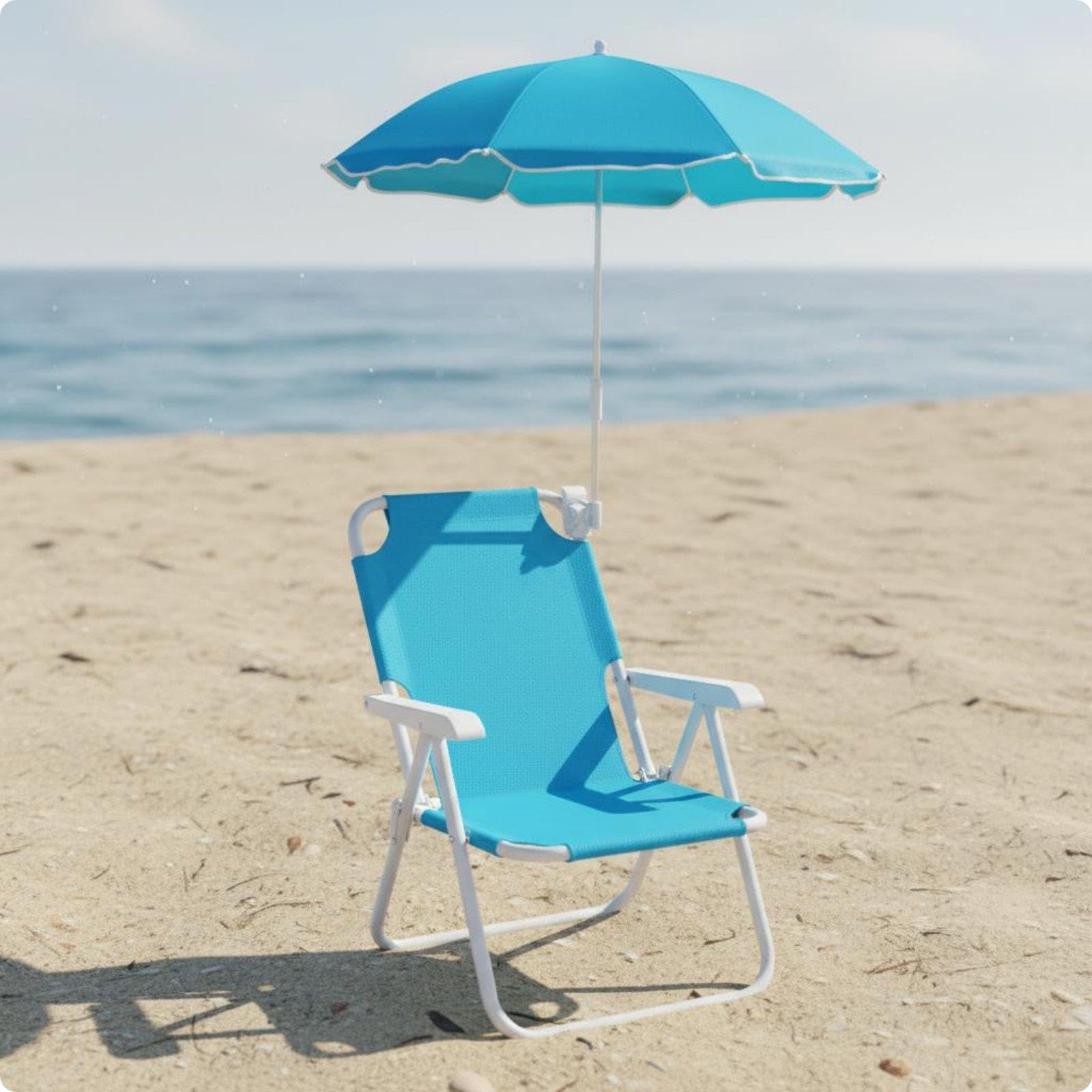 Beach Chair Umbrella Foldable Portable Clamp Umbrella for Children, Patio, Yard Sky Blue-image-29