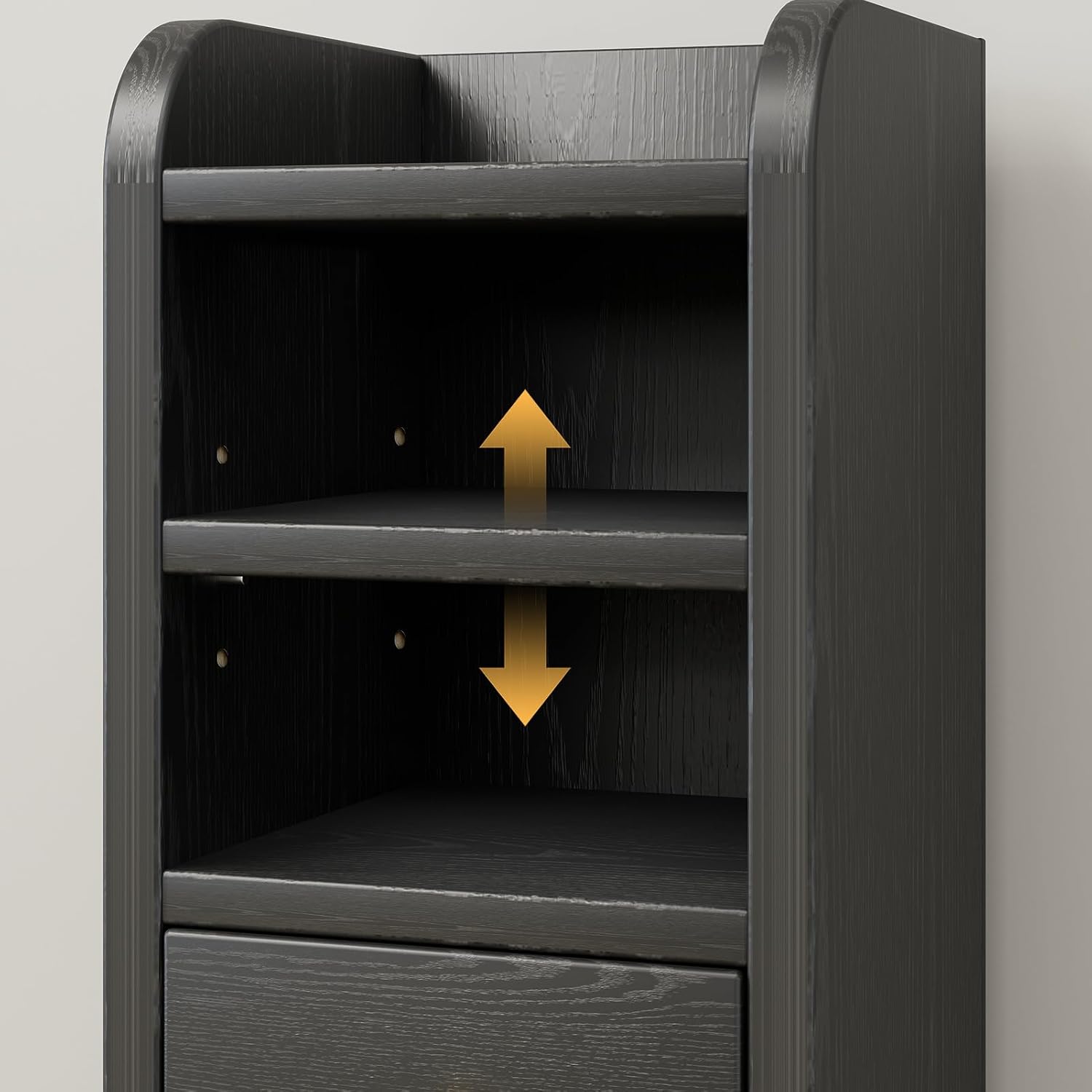 ITEFDTUTNE Small Bathroom Storage Cabinet Narrow Bathroom Corner Floor Cabinet with Adjustable Shelves/Door Black Free Standing Narrow Cabinet for Bathroom, Living Room, Small Spaces