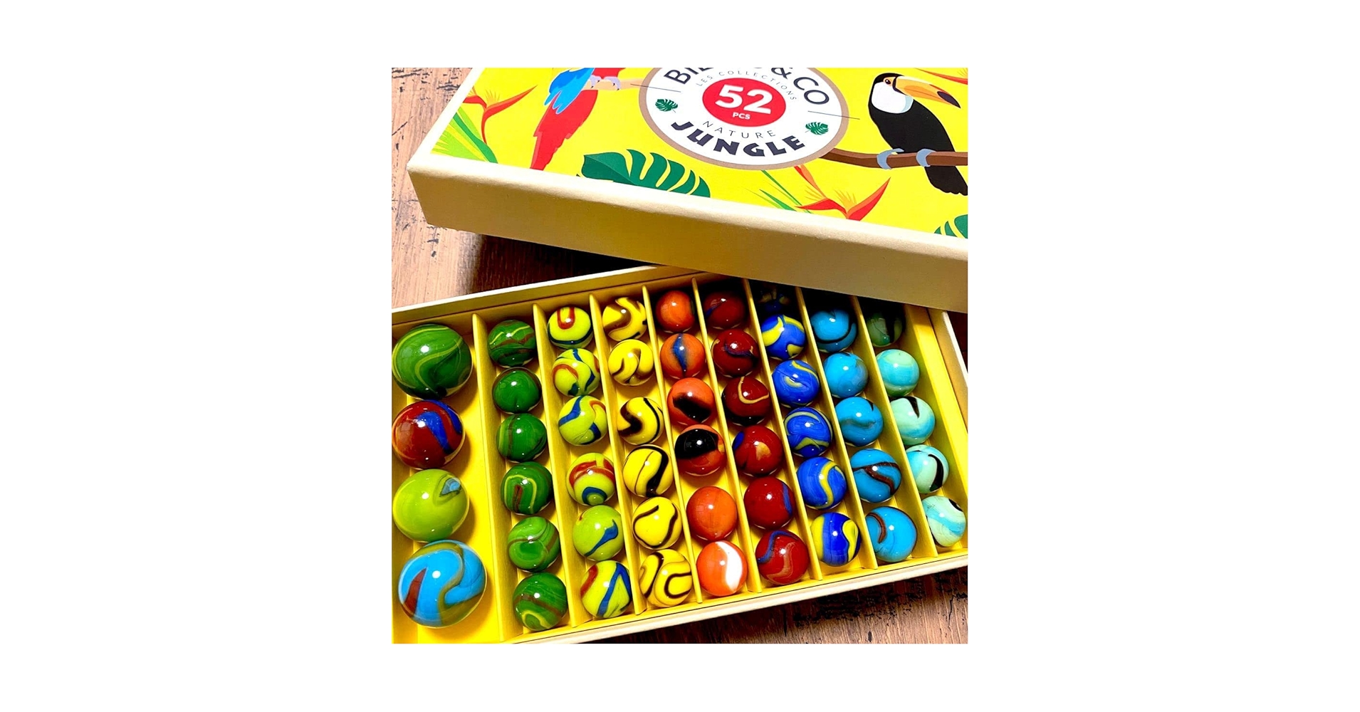 Amazon | フランス製BILLES&CO ビー玉 セット ジャングル52pcs