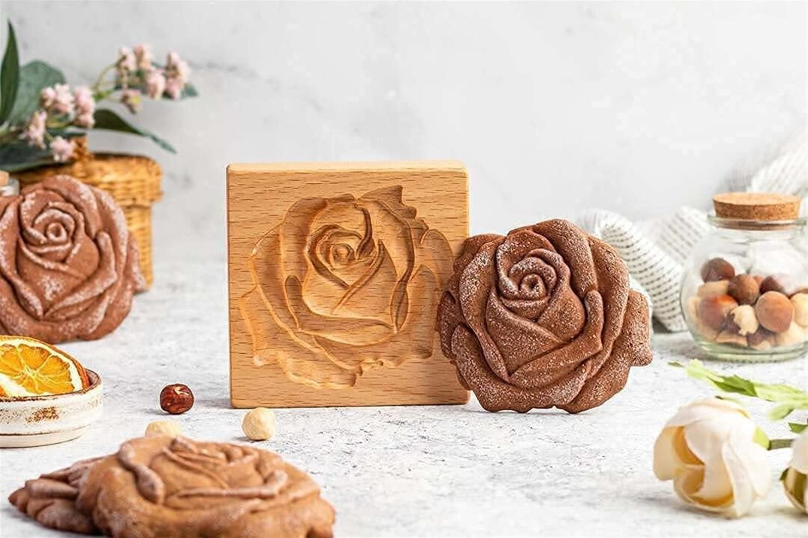 Molde de madera de la galleta, Cortador de galletas en relieve, molde de madera for galletas, pan de jengibre, molde for galletas, piña, rosa de Provenza, sello for galletas, manualidades en relieve(P