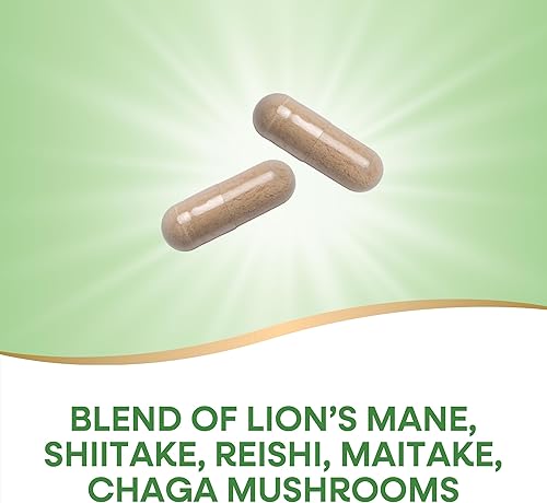Miniatura 2 de Nature's Way Mezcla de 5 hongos, con melena de león, shiitake, reishi, maitake, hongo chaga, 60 cápsulas veganas