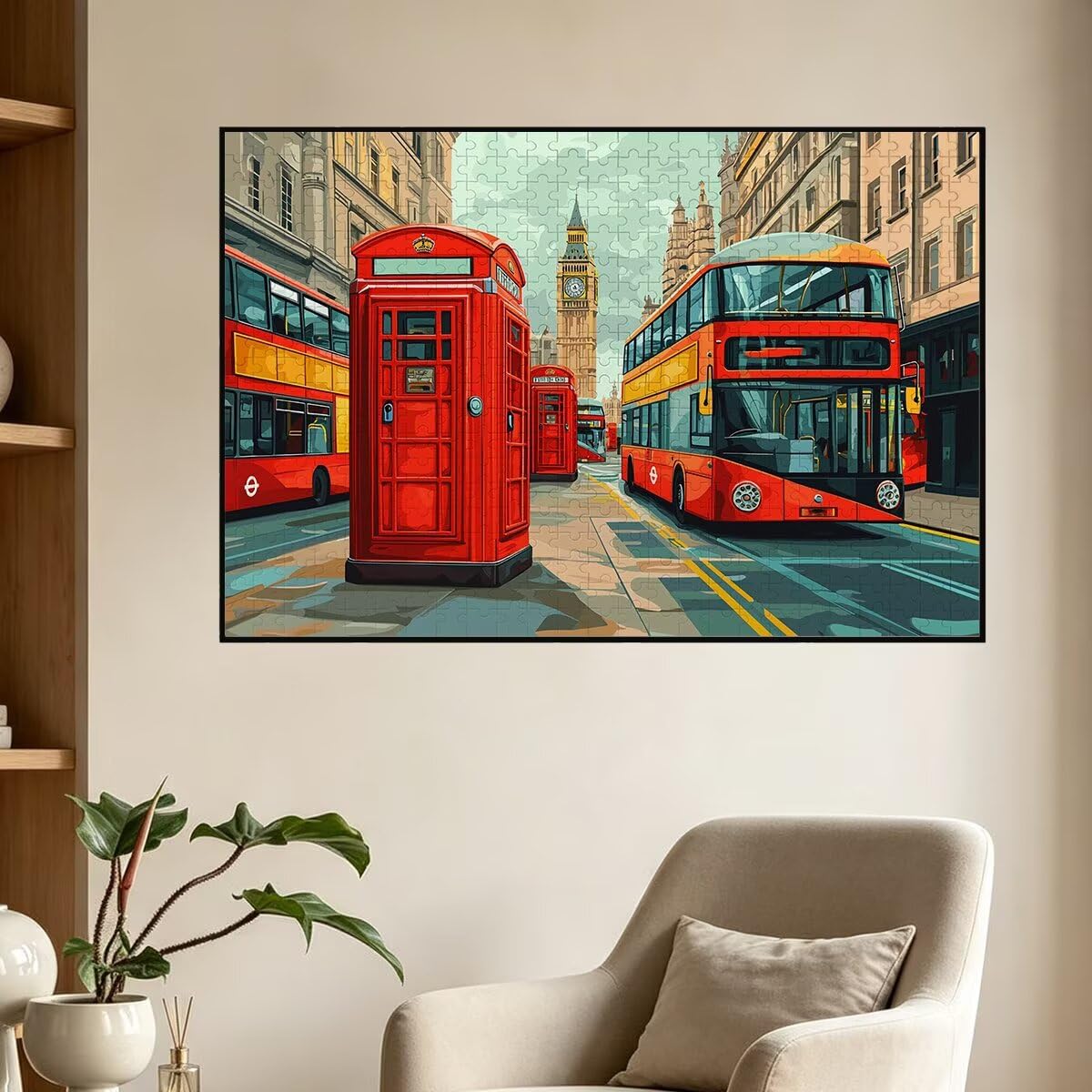 Puzzle 1500 elementów drewnianych dla dorosłych Londyn, samochód puzzle