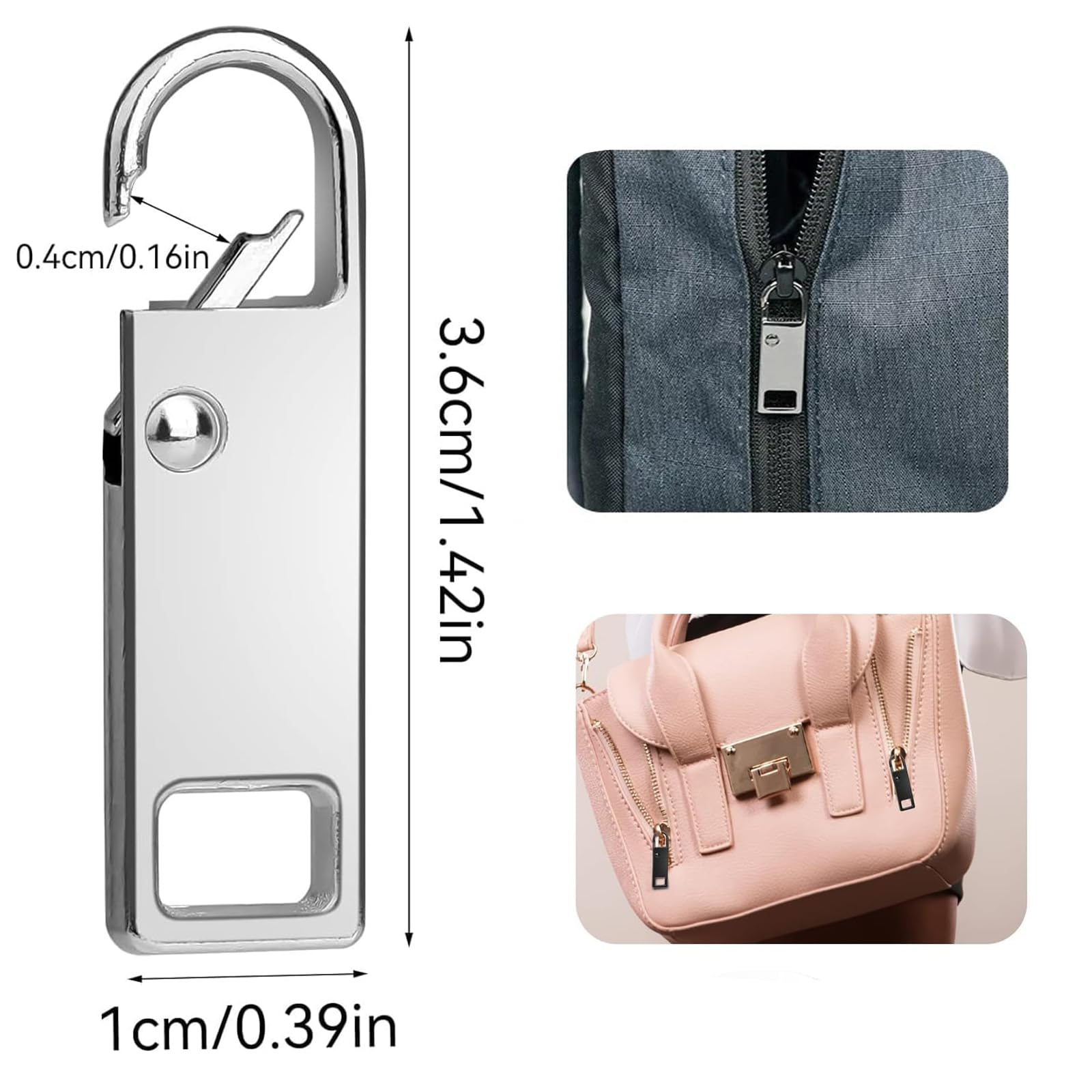 HOTUT Ritssluiting Vervanging Metalen Ritsgrijper, 10 STUKS Metalen Ritstrekker, Verwijderbare Metalen Ritstrekkerlipjes, Handvat Ritsschuif Verlenger voor Reparatie Kleding Jeans Jassen Jas Rugzak