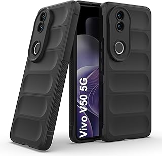 جراب سيليكون شديد التحمل بتصميم رفيع وواقي ناعم ومرن ومضاد للصدمات من البولي يوريثين الحراري الممتص للصدمات مع حماية للكاميرا لموبايل فيفو V50 شبكة الجيل الخامس 5G/ فيفو V50E من دلع موبايلك (أسود)