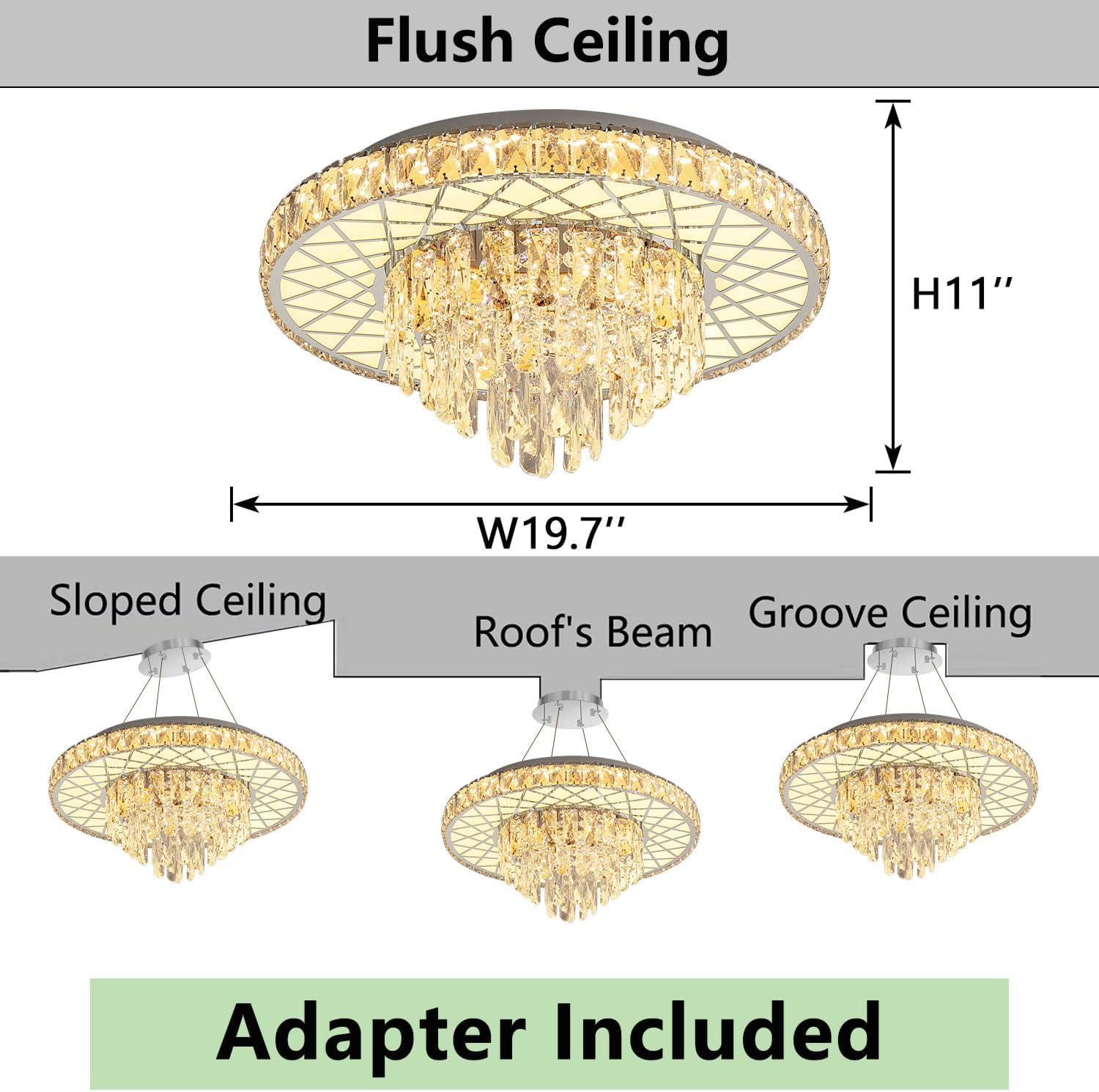 haixiang modern chandelier crystal led ceiling chandeliers light for bedroom dining room with 30w dimmable bulbs silver lights fixture silver 19.7 inch