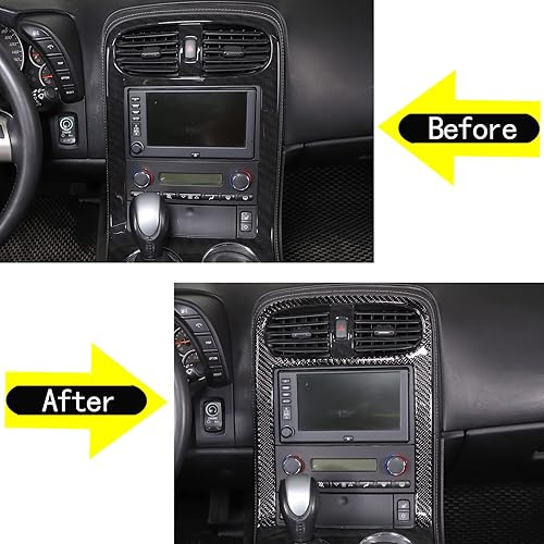 Miniatura 4 de Adhesivo decorativo para panel de control central de automóvil, fibra de carbono suave, antiarañazos, marco decorativo para Corvette C6 2005-2013