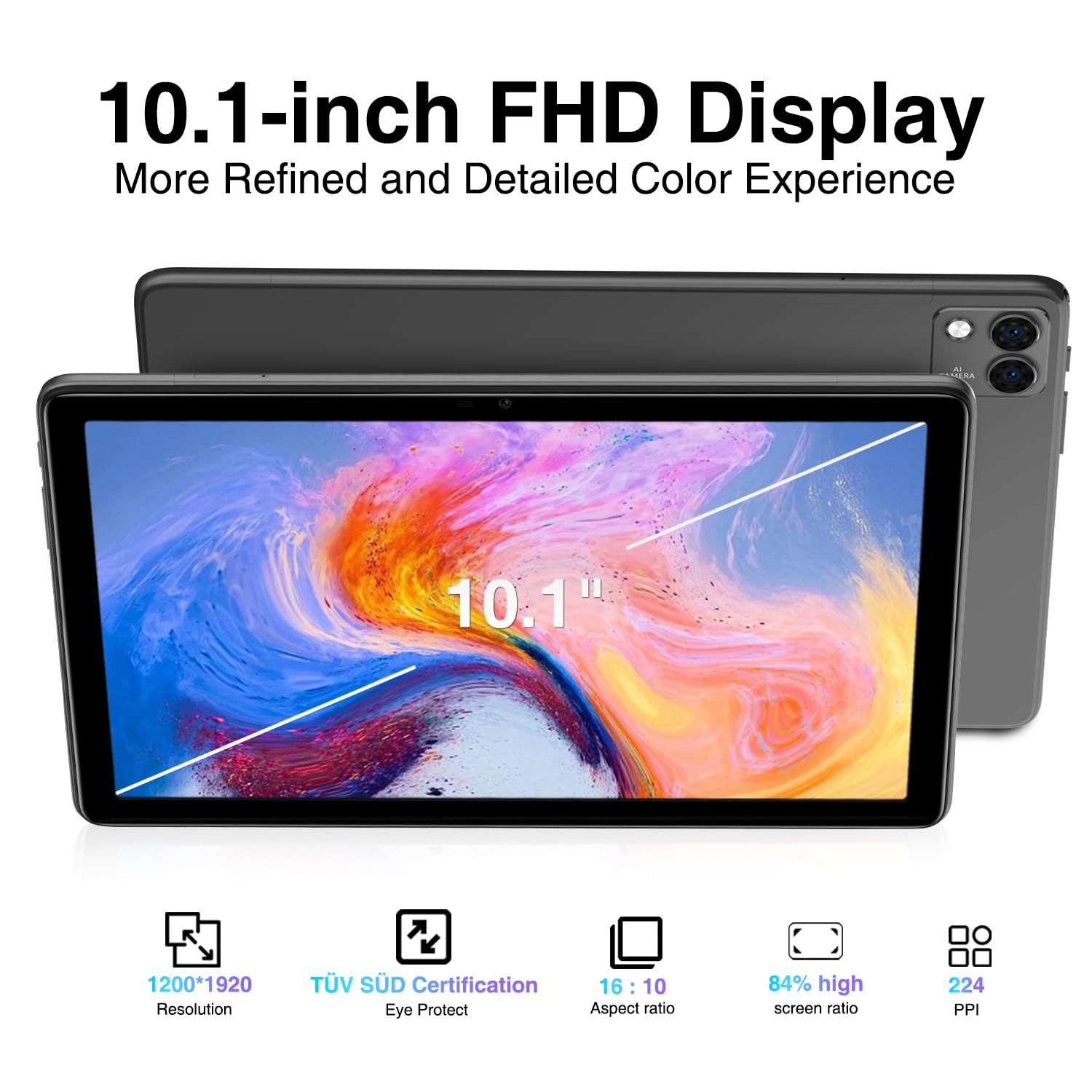 DOOGEE T10S Tablet Android 14, 11GB RAM+128GB ROM(TF 1TB), Tablet 10 Pollici, Octa-Core, 6600mAh, Dual 4G LTE/SIM, 8MP+5MP Fotocamera, Tablet in Offerta, TÜV SÜD Protezione Occhi, Widevine L1