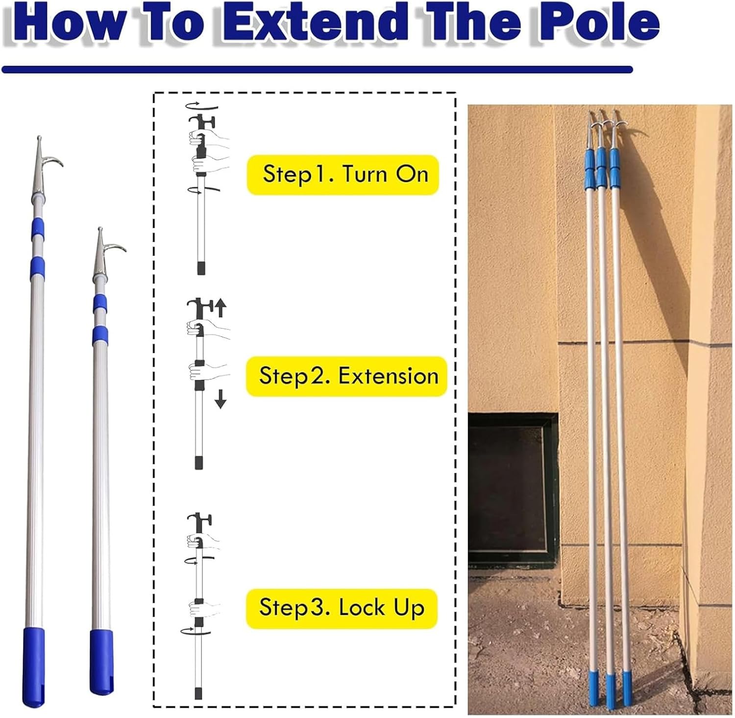 Floating Boat Hook Telescoping Docking Pole, Sturdy Weatherproof Marine Hook for Saltwater Freshwater Shore Station Boating Accessories
