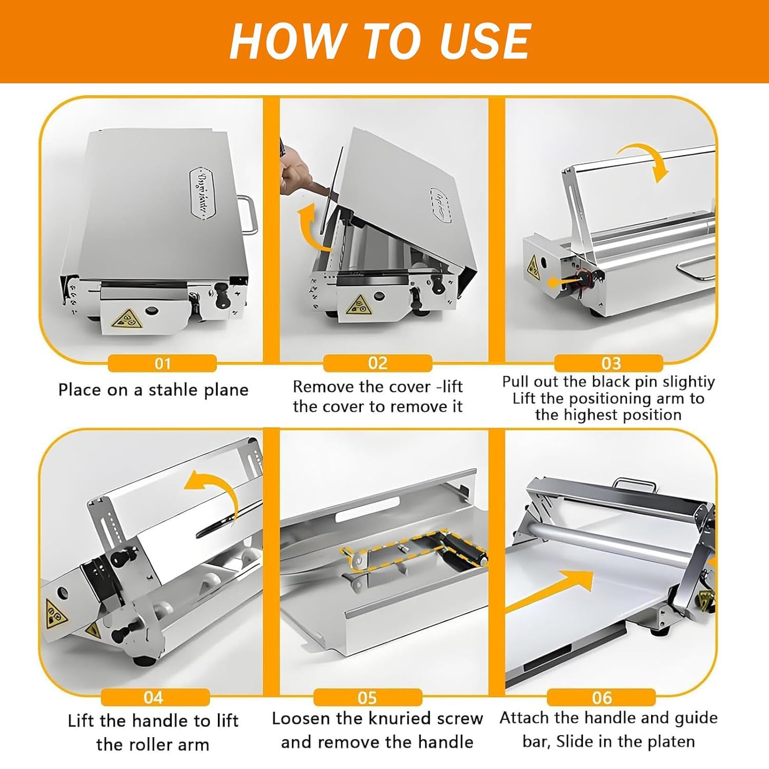 Croissant-Teiglaminator, gewerbliche Teigwalzenmaschine, Teigdicke einstellbar 0–25 mm, Edelstahl, Tischgerät zum Ausrollen von Croissants, Fondant und Pizzateig Type400