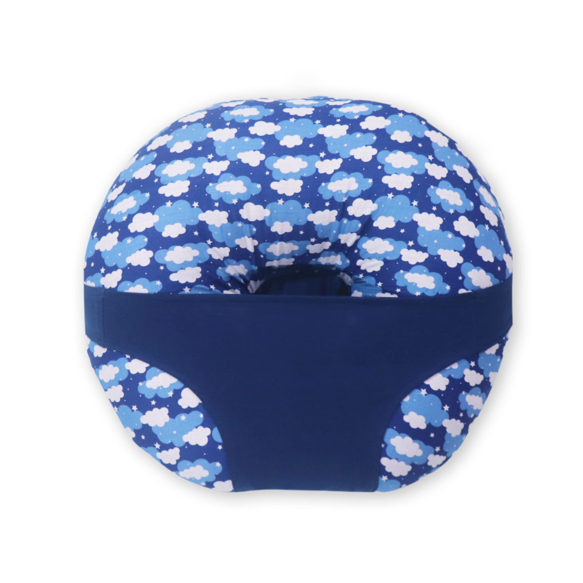 KRADYL KROFT 5in1 Baby Feeding Pillow with 100% Cotton Removable Cover | Breastfeeding Pillow | Nursing Pillow with Belt and Hoop (Blue Clouds)-image-42