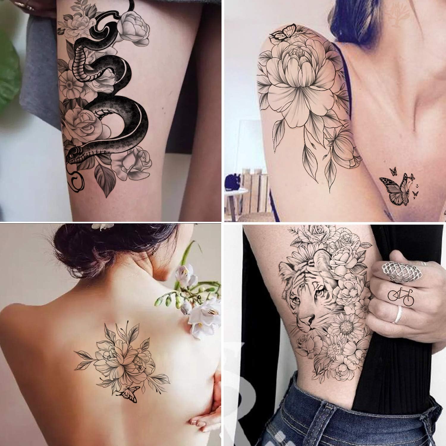 Yazhiji 49 sheets large sexy flowers collection waterproof temporary tattoo lasting fake tattoos for women and girls - Image 3