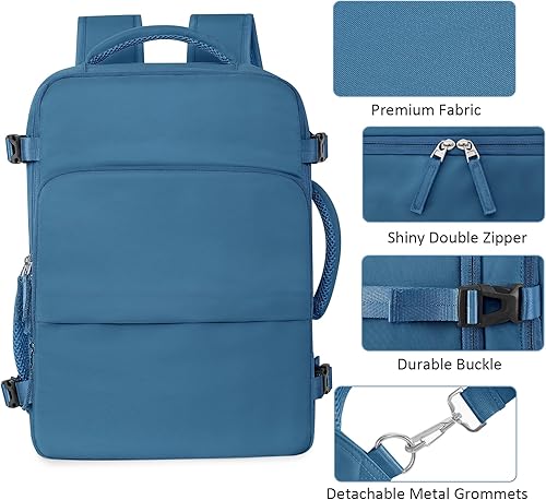 Miniatura 5 de Mochila de viaje, mochila de mano para hombres y mujeres, aprobada por aerolíneas, grande, impermeable, para universidad, negocios, trabajo, Azul