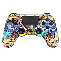 Vista 4 de TIANHOO Controlador inalámbrico compatible con PS4/Pro/Slim, con retroalimentación de vibración, detección de movimiento, panel táctil, barra