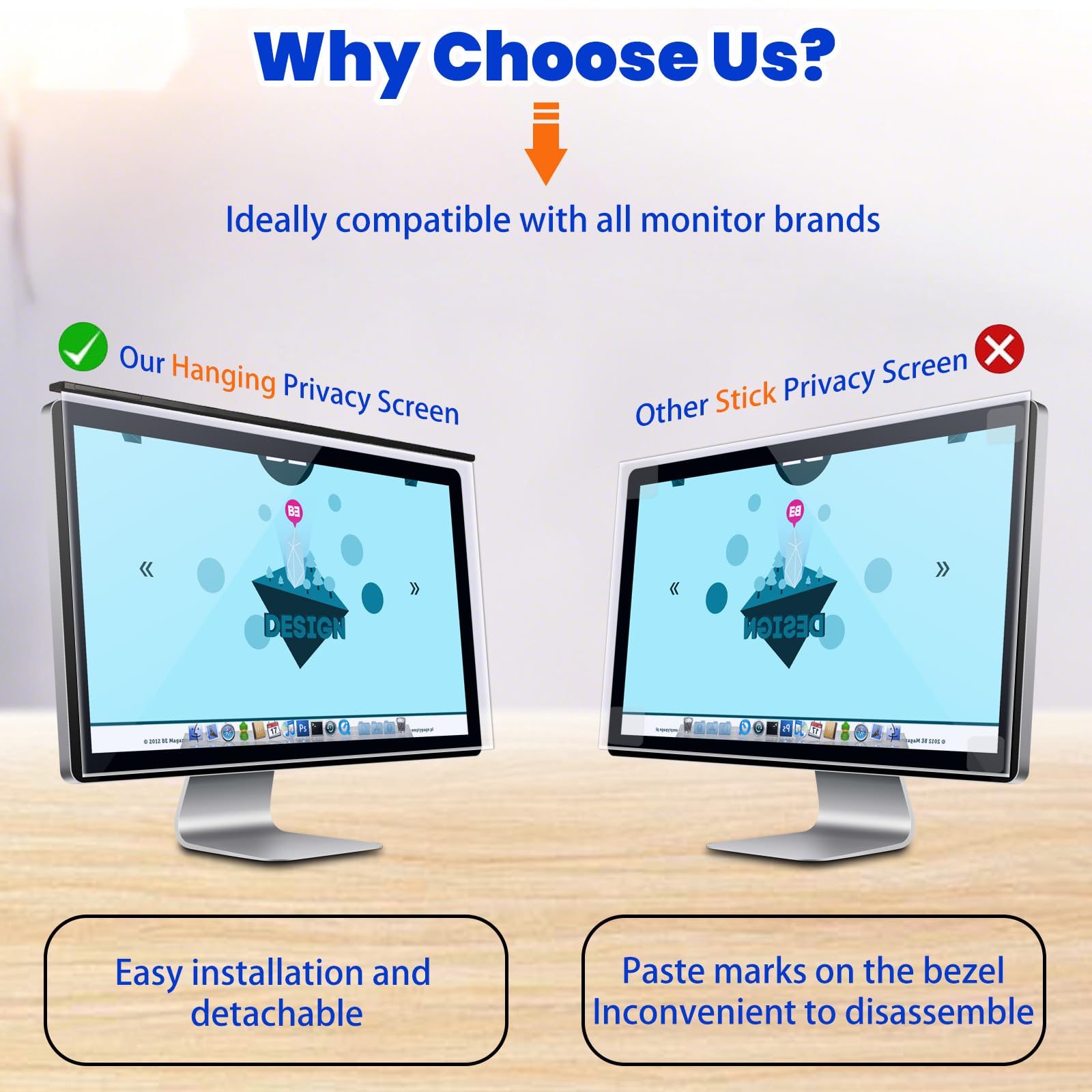Pellicola protettiva per schermo con blocco della luce blu per monitor di computer da 32" 16:9, design rimovibile, design a sospensione rimovibile, pellicola protettiva antiriflesso HD