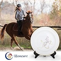 Vista 3 de Juego de platos de cerámica para los amantes de los caballos, platos decorativos para servir aperitivos y cenas, 4 platos decorativos de 12