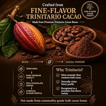 100% Pure Cocoa Powder Cocoa Rich Flavanols From Trinitario Cacao Beans | Natural, Non-Alkalized, Unsweetened Rich in Antioxidants for Energy, Mood & Heart Health Keto & Vegan Superfood(500 Gr)