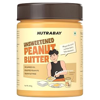 Nutrabay Foods All-Natural Peanut Butter (Creamy) - Unsweetened, 400g | 28g Protein, Zero Cholesterol, Non GMO