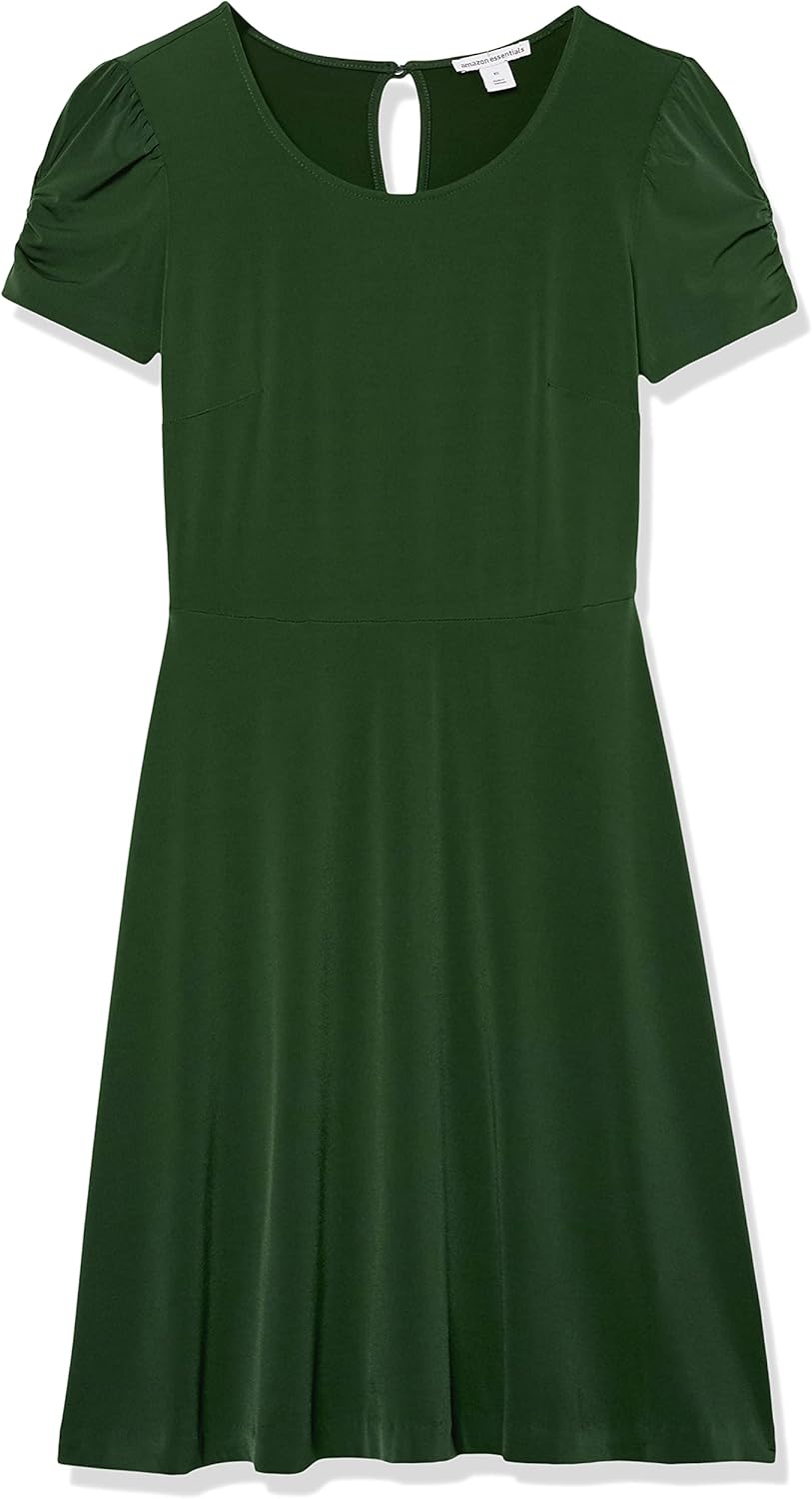 Amazon Essentials Women's Gathered Short Sleeve Crew Neck A-line Dress (Available in Plus Size) - Image 6