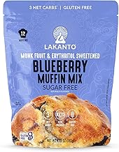 Lakanto Sugar Free Blueberry Muffin Mix - Naturally Flavored, Sweetened with Monk Fruit Sweetener, Keto Diet Friendly, 3 Net Carbs, Gluten Free, Breakfast Food, Delicious, Easy to Make (12 Servings)