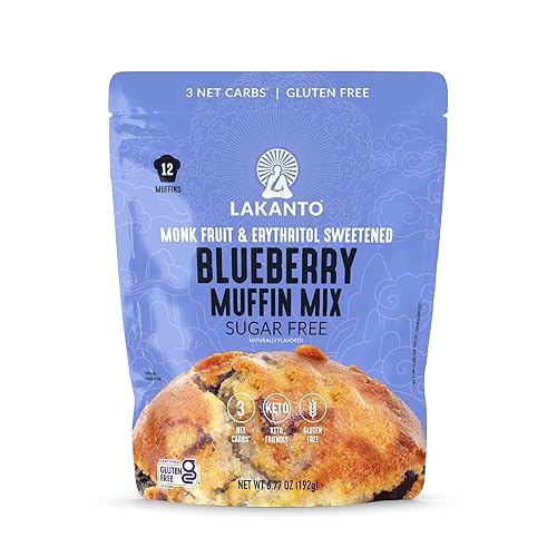Lakanto Sugar Free Blueberry Muffin Mix - Naturally Flavored, Sweetened with Monk Fruit Sweetener, Keto Diet Friendly, Low Net Carbs, Gluten Free,