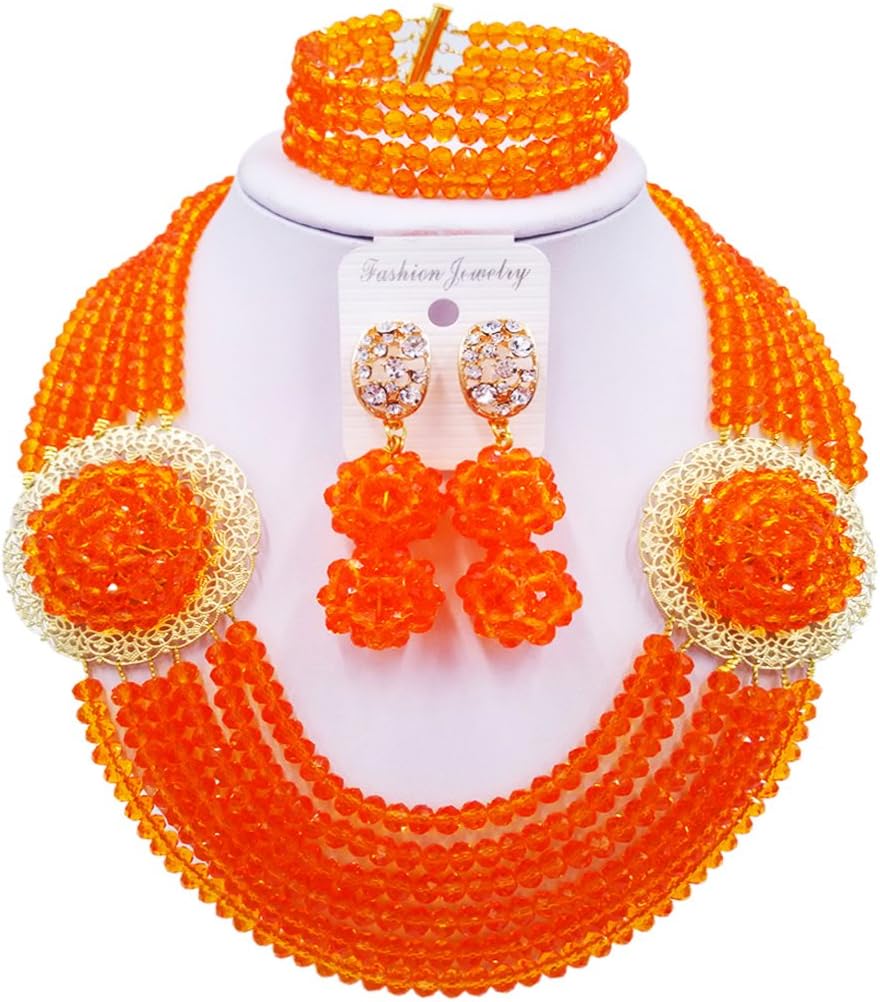 African Jewelry Sets for Women Nigerian Beads Jewelry Set Bridal and Earrings