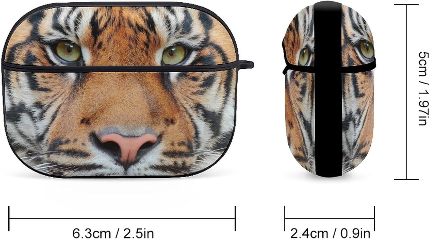 Tiger Face Print Case Cover for AirPods Pro Case 2nd/1st Generation with Key Chain Full Protective Durable Shockproof Wireless Headphone Case PC Hard image 2