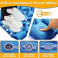 Vista 3 de Colchoneta para dormir, almohadilla de dormir compacta para acampar con almohada bomba de pie integrada, colchoneta inflable para viajes