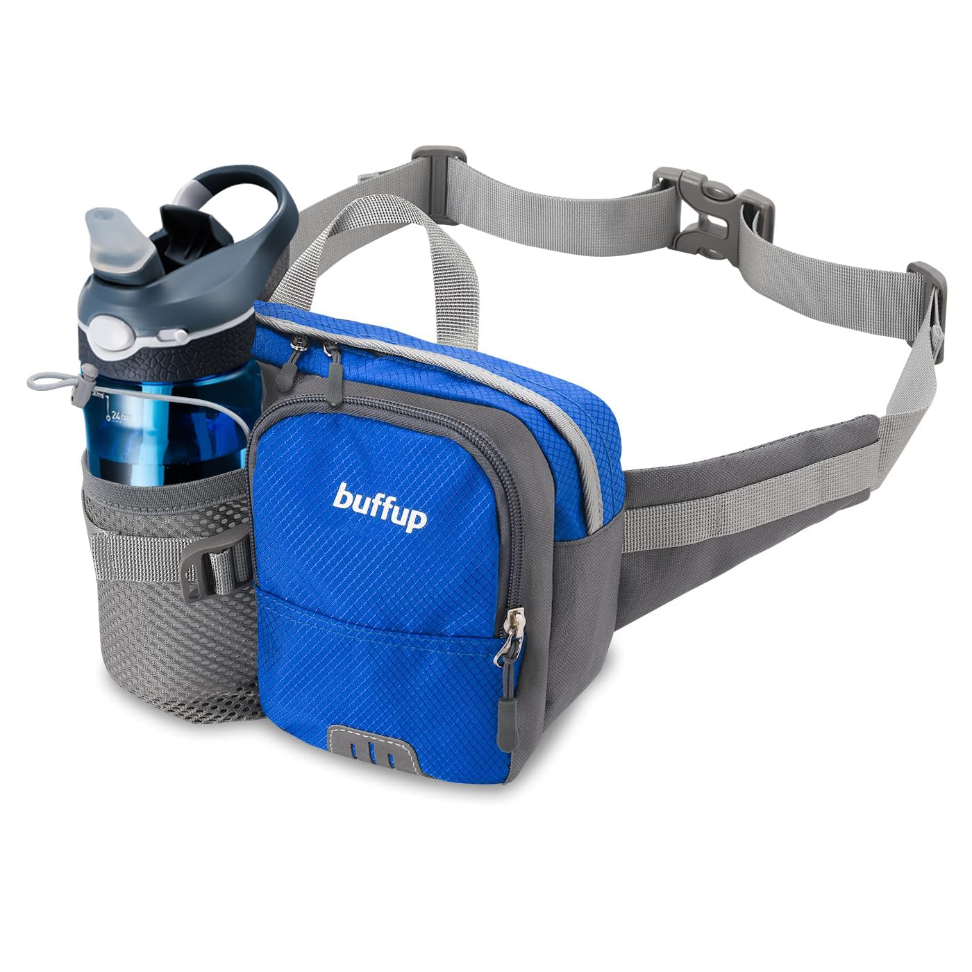 buffup® Bauchtasche mit flaschenhalter,hüfttasche Sport für Outdoor hundetraining Radfahren wandern Laufen,gürteltasche Damen Herren groß