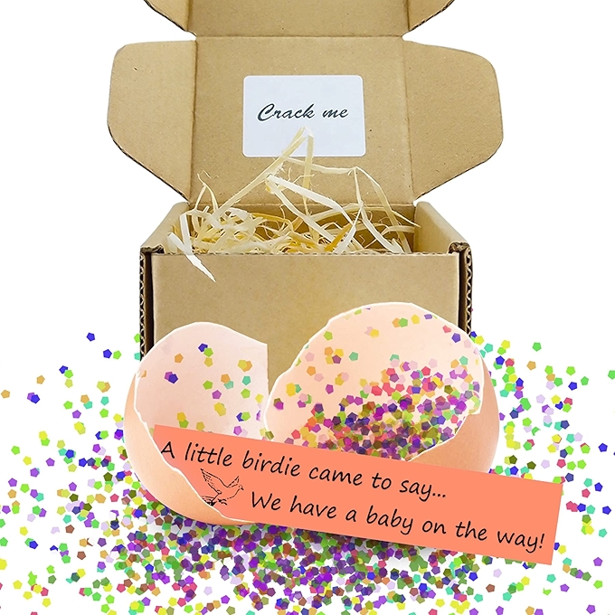 怀孕消息蛋，幽默宝宝揭晓创意，适合祖父母、未来爸爸或朋友的惊喜蛋