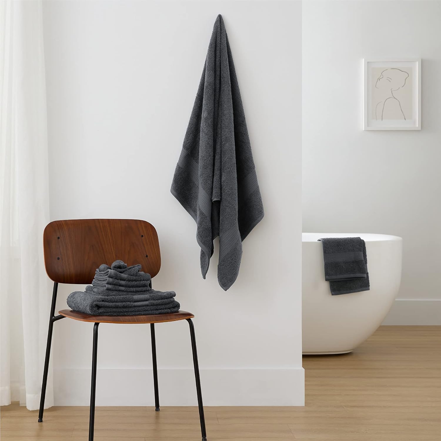 Bedsure Bath Towels Sets for Bathroom - 100% Cotton 8 Pieces Towels Set with 2 Large Bath Towels, 2 Hand Towels and 4 Washcloths, Grey Shower Towel Sets, Towels for Bathroom, Hotel, Gym, Spa : Everything Else